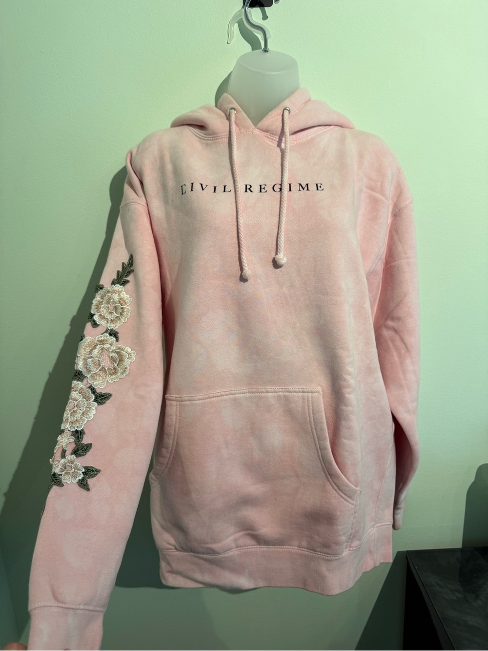 Civil Regime Pink Floral Appliquรฉ Hoodie